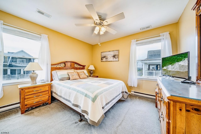 18 E 14th St Unit 2, Ocean City, NJ 08226 - carpeted bedroom featuring a baseboard radiator and ceiling fan