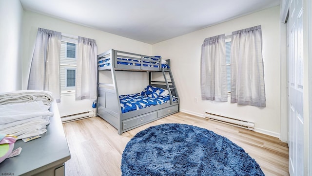 16 E 14th St Unit 1, Ocean City, NJ 08226 - bedroom featuring baseboard heating, wood finished floors, and baseboards
