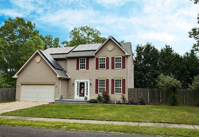109 Hawthorne Rd, Egg Harbor Township, NJ 08234 - view of front of property featuring driveway, solar panels, and an attached garage