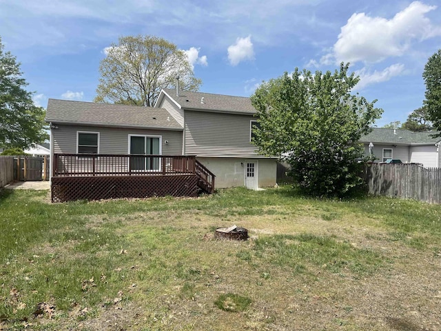2510 Ridge Ave, Egg Harbor Township, NJ 08234 - rear view of property with a wooden deck, an outdoor fire pit, and a shingled roof