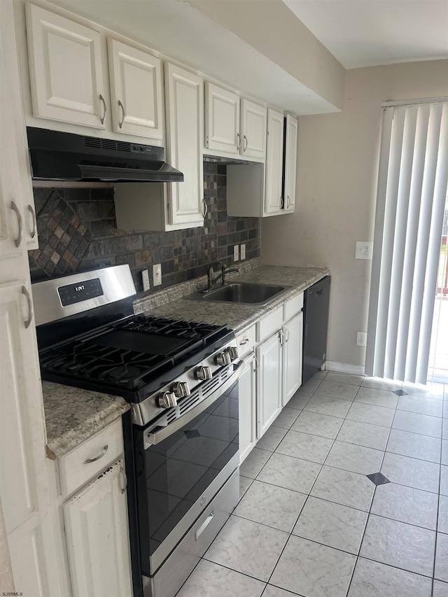 2510 Ridge Ave, Egg Harbor Township, NJ 08234 - kitchen featuring stainless steel gas range oven, under cabinet range hood, dishwasher, and decorative backsplash