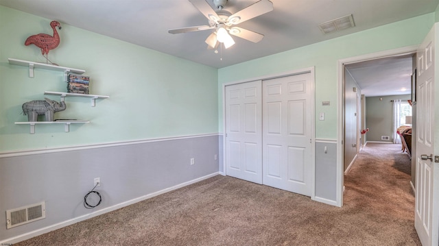 164 E Mourning Dove Way, Galloway Township, NJ 08205 - unfurnished bedroom with carpet flooring, a closet, baseboards, and ceiling fan