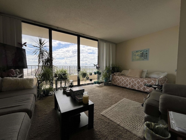 3851 Boardwalk Unit 1908, Atlantic City, NJ 08401 - carpeted living room featuring expansive windows and a textured ceiling