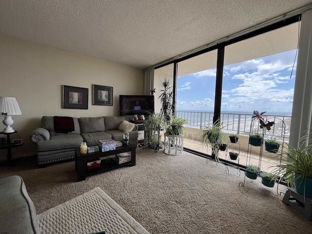 3851 Boardwalk Unit 1908, Atlantic City, NJ 08401 - carpeted living area with floor to ceiling windows and a textured ceiling