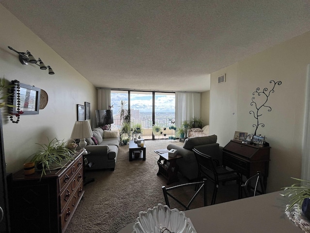 3851 Boardwalk Unit 1908, Atlantic City, NJ 08401 - carpeted living room with a wall of windows and a textured ceiling