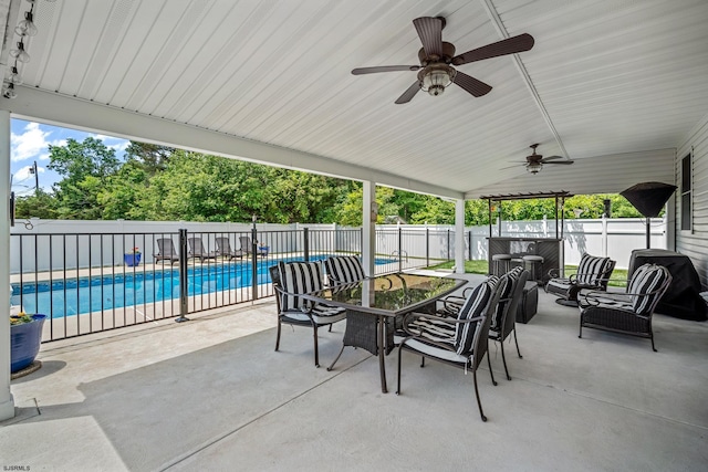 105 Chase Rd, Egg Harbor Township, NJ 08234 - fenced backyard featuring a patio, outdoor dining space, and ceiling fan