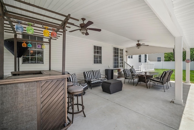 105 Chase Rd, Egg Harbor Township, NJ 08234 - view of patio featuring a ceiling fan and an outdoor living space