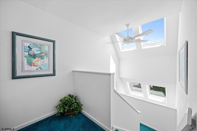 11 S Adams Ave Unit 8, Margate, NJ 08402 - detailed view of a skylight, baseboards, carpet, and a ceiling fan