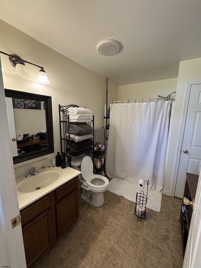 608 Walnut Ave, Northfield, NJ 08225 - full bathroom with vanity, toilet, tile patterned floors, and a shower with curtain