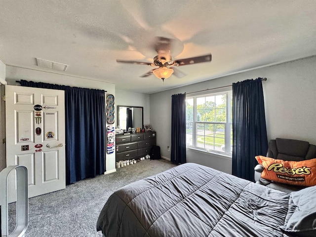 243 Churchill Dr, Egg Harbor Township, NJ 08234 - bedroom with carpet flooring, a textured ceiling, a ceiling fan, and attic access