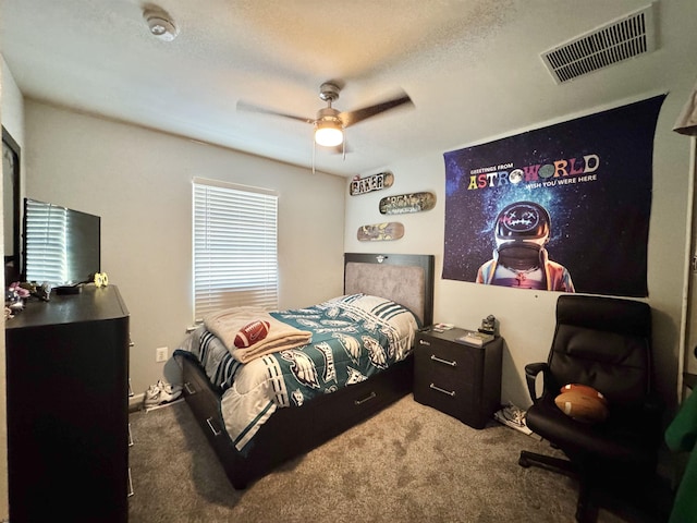 243 Churchill Dr, Egg Harbor Township, NJ 08234 - carpeted bedroom featuring ceiling fan and a textured ceiling