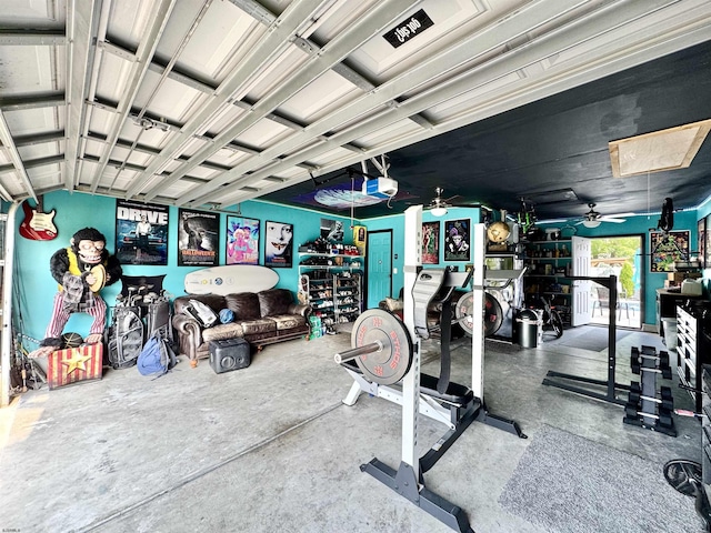 243 Churchill Dr, Egg Harbor Township, NJ 08234 - exercise room with ceiling fan