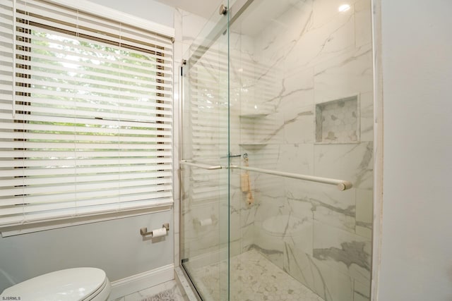 5 Edward Ter, Upper Township, NJ 08230 - full bath with a marble finish shower, toilet, plenty of natural light, and baseboards