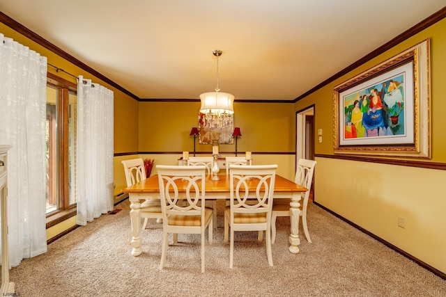 5 Edward Ter, Upper Township, NJ 08230 - carpeted dining space featuring a chandelier, crown molding, and baseboards