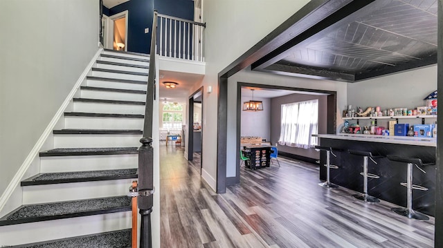 206 Branch Hill Dr, Egg Harbor Township, NJ 08234 - staircase featuring healthy amount of natural light, wood finished floors, and baseboards