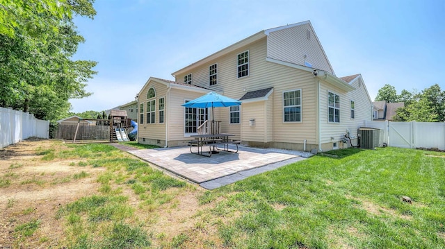 206 Branch Hill Dr, Egg Harbor Township, NJ 08234 - rear view of house featuring a patio, central AC, and a gate