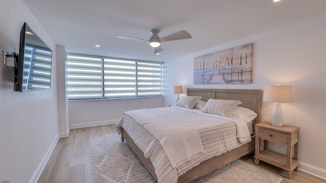 111 S 16th Ave Unit 510, Longport, NJ 08403 - bedroom with baseboards, wood finished floors, a ceiling fan, and recessed lighting