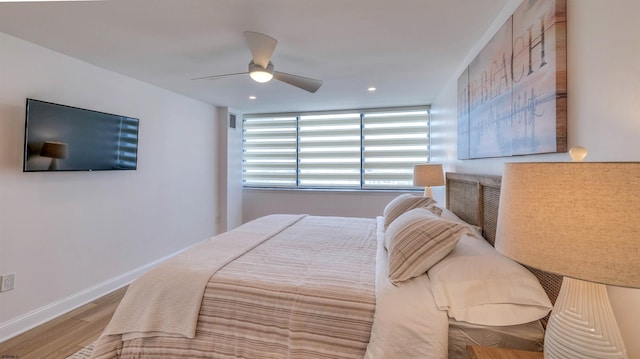 111 S 16th Ave Unit 510, Longport, NJ 08403 - bedroom featuring wood finished floors, baseboards, a ceiling fan, and recessed lighting