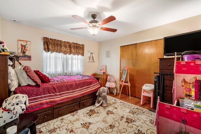 801 New York Ave, Absecon, NJ 08201 - bedroom with wood finished floors, ceiling fan, and a closet