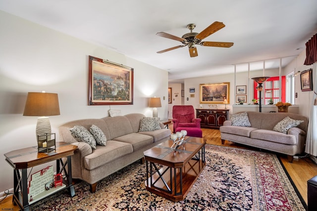 801 New York Ave, Absecon, NJ 08201 - living area with wood finished floors and ceiling fan