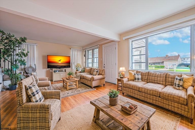 304 N Annapolis Ave, Atlantic City, NJ 08401 - living room featuring beamed ceiling and light wood finished floors