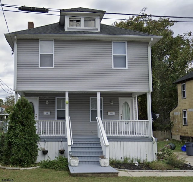 508-10 Portland Ave, Pleasantville, NJ 08232 - view of front of house with a porch, a chimney, and a shingled roof
