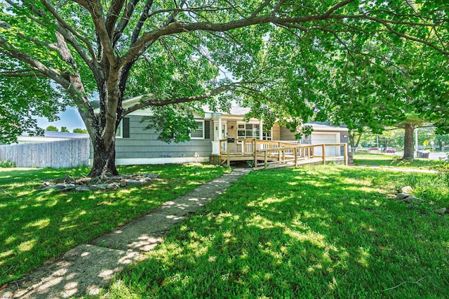605 W Mill Rd, Northfield, NJ 08225 - view of yard featuring an attached garage and covered porch