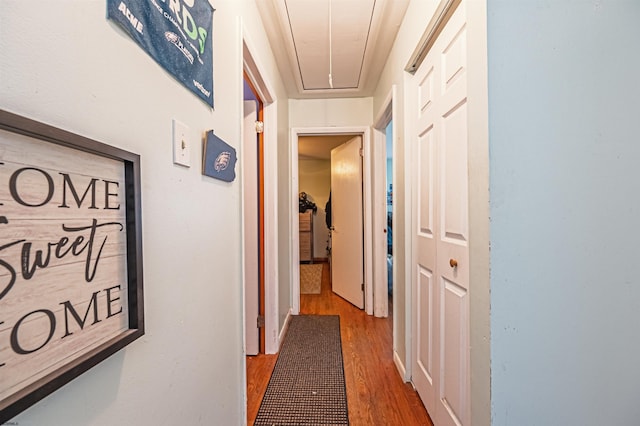 605 W Mill Rd, Northfield, NJ 08225 - corridor with attic access and wood finished floors