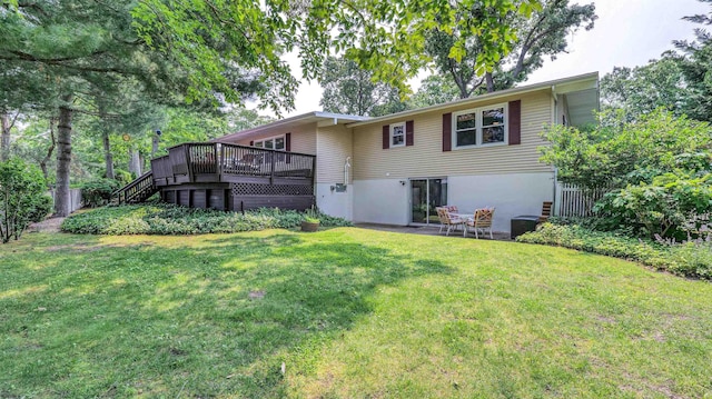 9 Lesley Ln, Northfield, NJ 08225 - rear view of house with a wooden deck and stairs