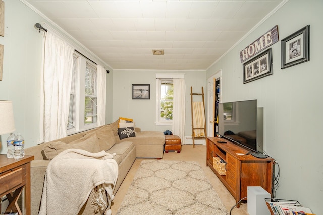 112 Kirklin Ave, Linwood, NJ 08221 - carpeted living area with ornamental molding