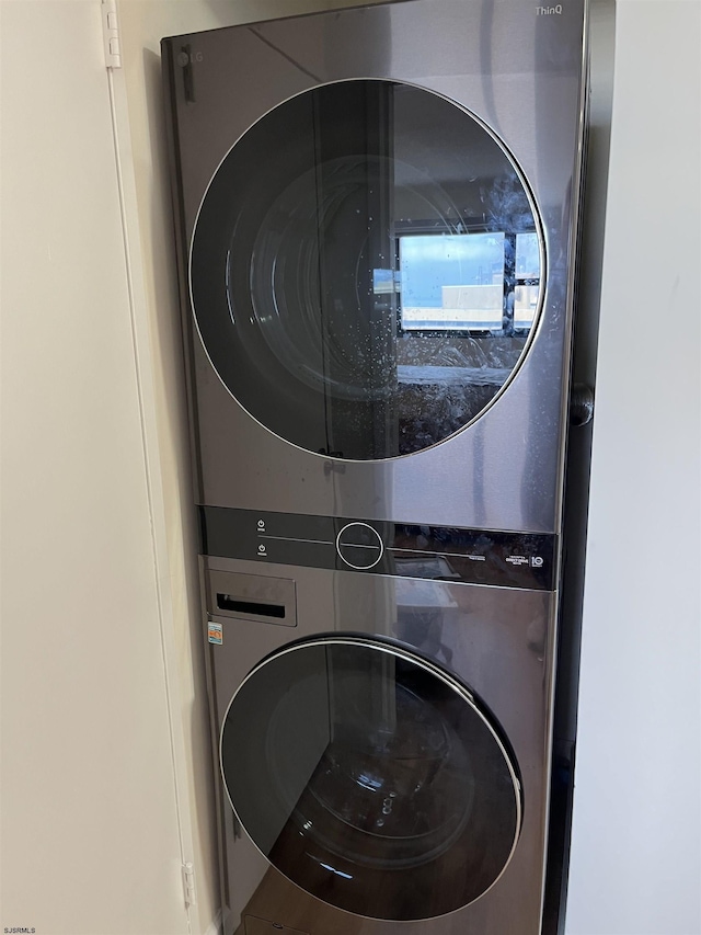3101 Boardwalk Unit 2503-A Tower 1, Atlantic City, NJ 08401 - laundry room featuring stacked washing machine and dryer