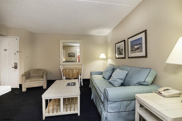 812 Ocean Ave Unit 112, Ocean City, NJ 08226 - living room featuring dark colored carpet and a textured ceiling