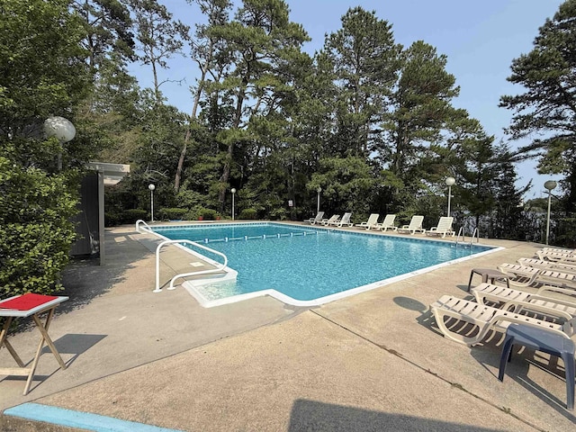 170 E Holly Ln Unit 170, Little Egg Harbor, NJ 08087 - community pool featuring a patio area and view of wooded area