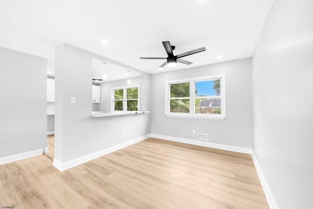243 Wintergreen Ln, Penns Grove Borough, NJ 08069 - empty room featuring ceiling fan, light wood finished floors, and recessed lighting