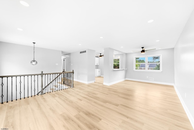 243 Wintergreen Ln, Penns Grove Borough, NJ 08069 - empty room featuring a ceiling fan, light wood-style flooring, and recessed lighting