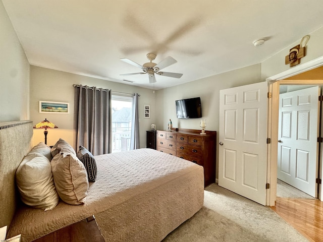 331 Asbury Ave Unit 2, Ocean City, NJ 08226 - bedroom with a ceiling fan, access to outside, and light wood-type flooring