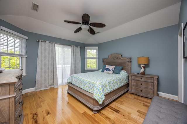 1611 Central Ave Unit 2, Ocean City, NJ 08226 - bedroom featuring multiple windows, light wood-type flooring, lofted ceiling, and a ceiling fan