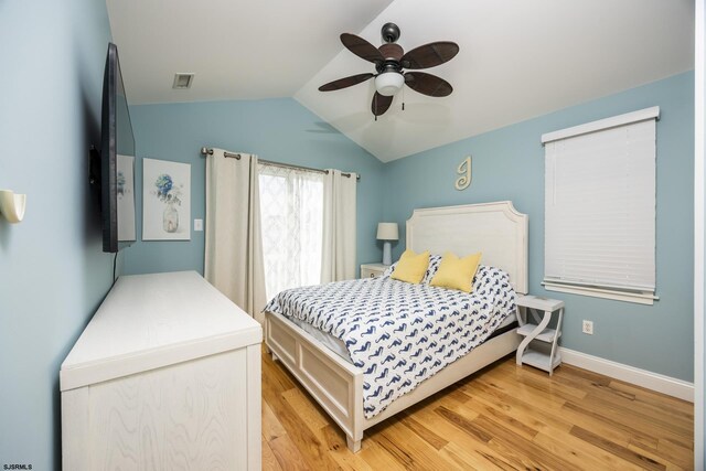 1611 Central Ave Unit 2, Ocean City, NJ 08226 - bedroom with light wood-type flooring, lofted ceiling, and a ceiling fan