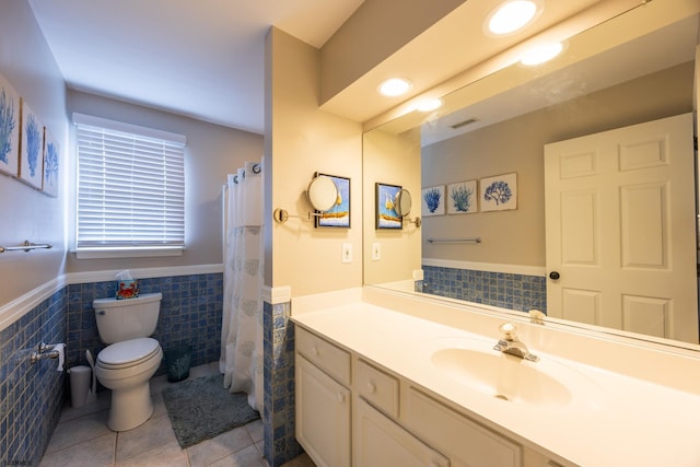 1611 Central Ave Unit 2, Ocean City, NJ 08226 - full bathroom with tile walls, a wainscoted wall, tile patterned floors, and vanity