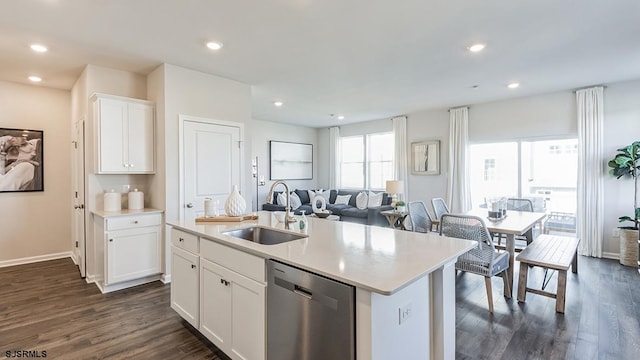 17 N 10th St, Middle Township, NJ 08251 - kitchen with dishwasher, dark wood-style flooring, white cabinetry, light countertops, and recessed lighting