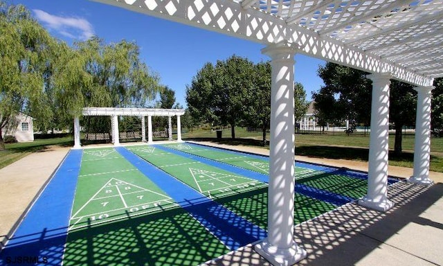 57 Waterview Dr Unit 57, Galloway Township, NJ 08205 - view of community featuring a pergola, shuffleboard, and a lawn