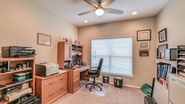 229 Lander Rd, Egg Harbor Township, NJ 08234 - carpeted home office featuring a ceiling fan and recessed lighting