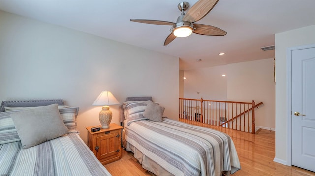 229 Lander Rd, Egg Harbor Township, NJ 08234 - bedroom with light wood-type flooring, recessed lighting, and a ceiling fan