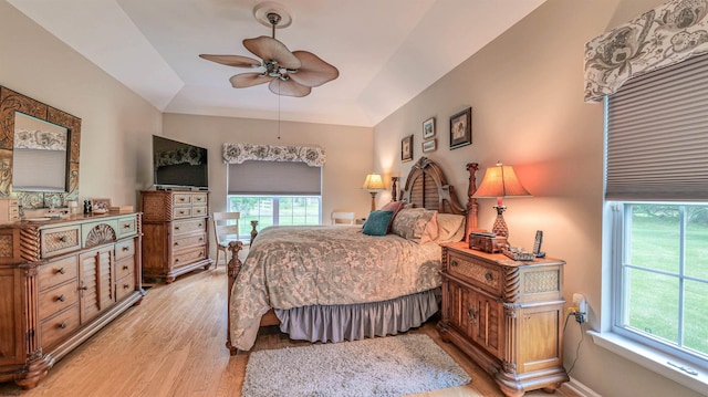 229 Lander Rd, Egg Harbor Township, NJ 08234 - bedroom with light wood-type flooring, ceiling fan, and a tray ceiling