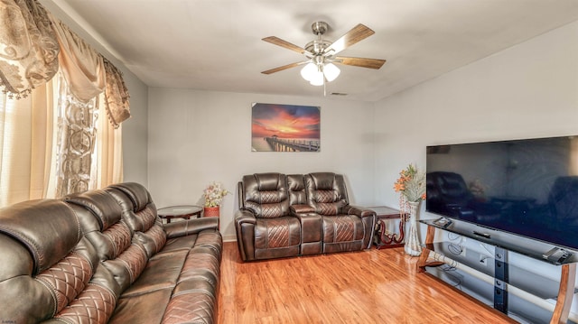 332 N Massachusetts Ave, Atlantic City, NJ 08401 - living room with a ceiling fan and wood finished floors