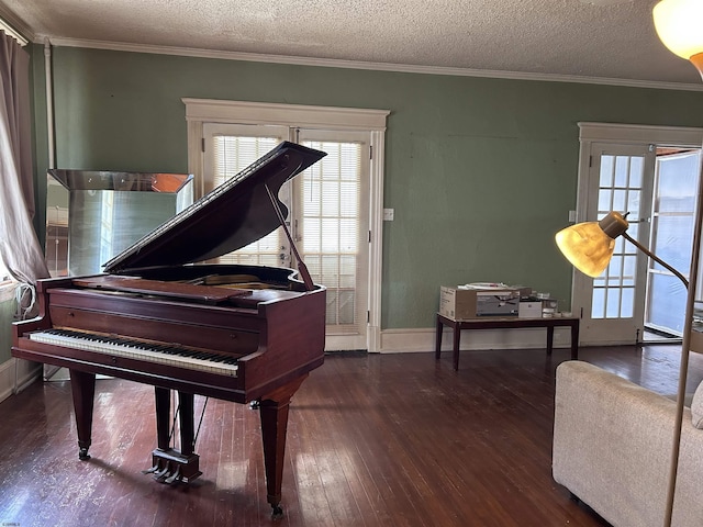 215 N Dorset, Ventnor Heights, NJ 08406 - living area with wood-type flooring, crown molding, and a textured ceiling