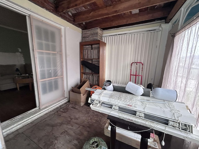 215 N Dorset, Ventnor Heights, NJ 08406 - bedroom with beam ceiling and concrete floors