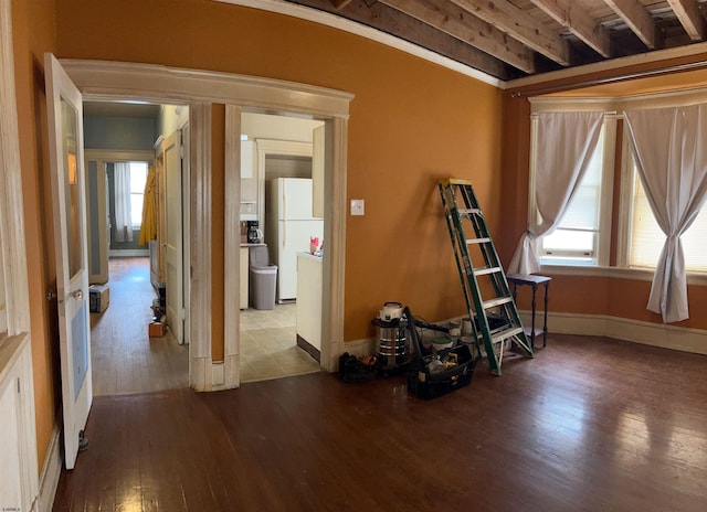 215 N Dorset, Ventnor Heights, NJ 08406 - living area featuring wood finished floors, plenty of natural light, and beam ceiling