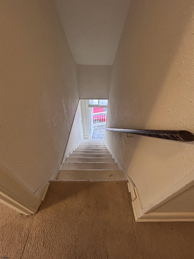 215 N Dorset, Ventnor Heights, NJ 08406 - stairs with a textured wall and carpet floors