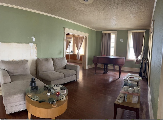 215 N Dorset, Ventnor Heights, NJ 08406 - living area with a textured ceiling, wood finished floors, and crown molding